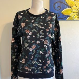 H&M divided 100% cotton flower navy printed top